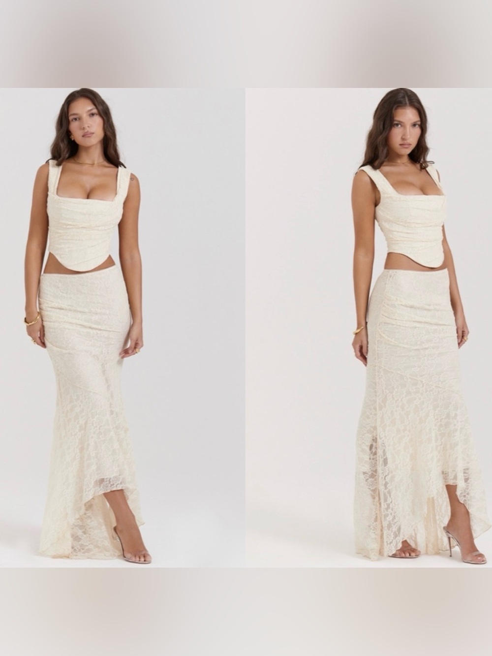House of CB UNA Vintage Cream Lace Corset & Maxi Skirt Set XS (never worn)